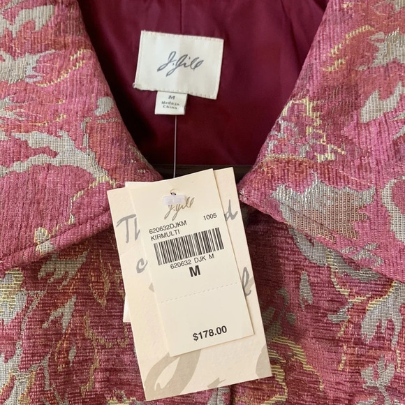 J.Jill Regency Jacquard Tapestry Floral Pink grandma playful jacket Medium - Picture 5 of 15